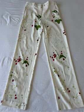 Sportmax Max Mara Strawberry Print High Rise Straight Pants US 0